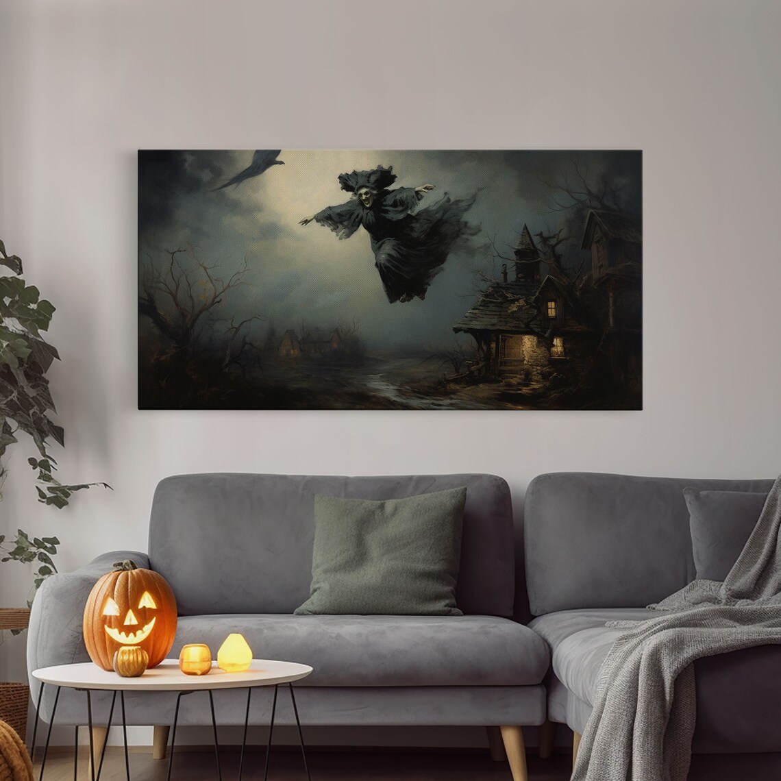 Flying Witch Halloween Art Print, Witchy Wall Decor - Image 3