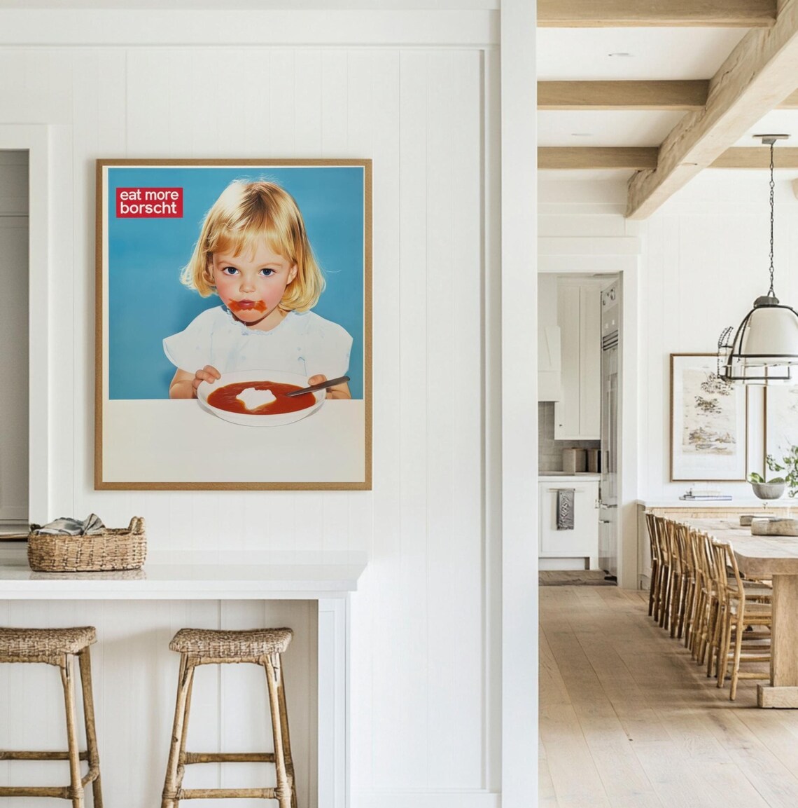 Eat More Borscht, Whimsical Kitchen Wall Poster