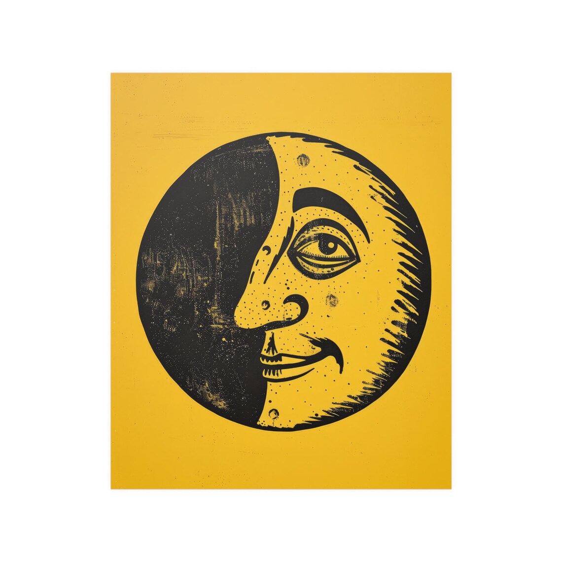 Moon Wall Art, Yellow Illustration Moon Face - Image 4
