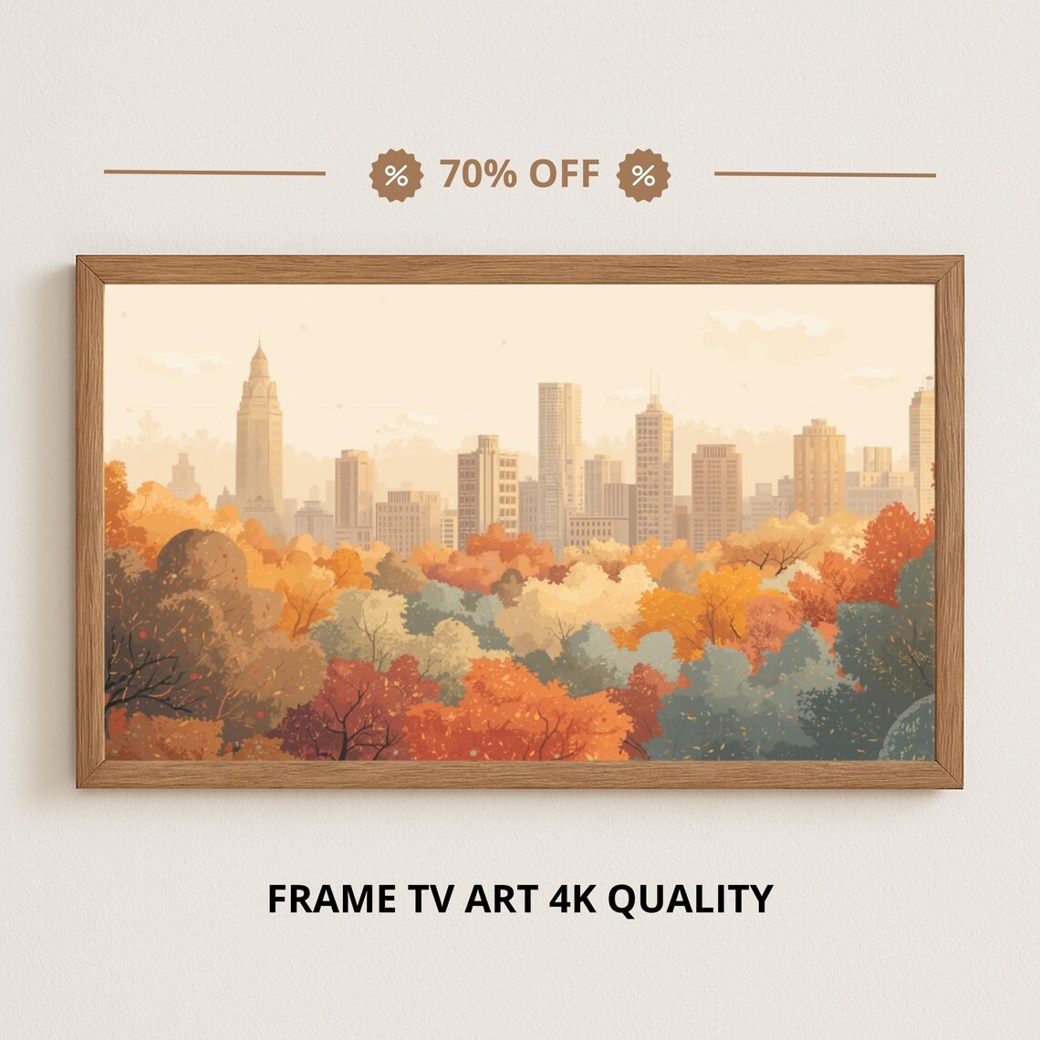 Samsung Frame Tv Art Autumn Park In The City Whimsical Illustrated Landscape