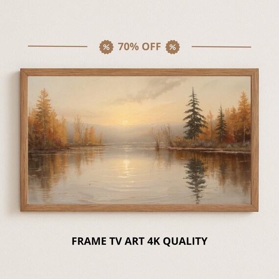 Samsung Frame Tv Art Autumn Reflections Tranquil Lake At Sunset