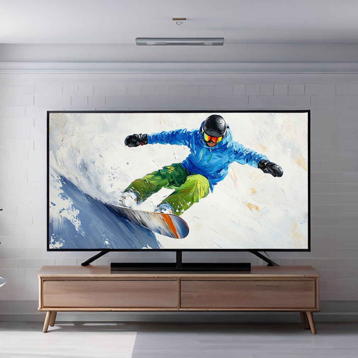 Snowboarder in Blue Jacket Mid Turn Dynamic Winter Sports Poster - Image 7