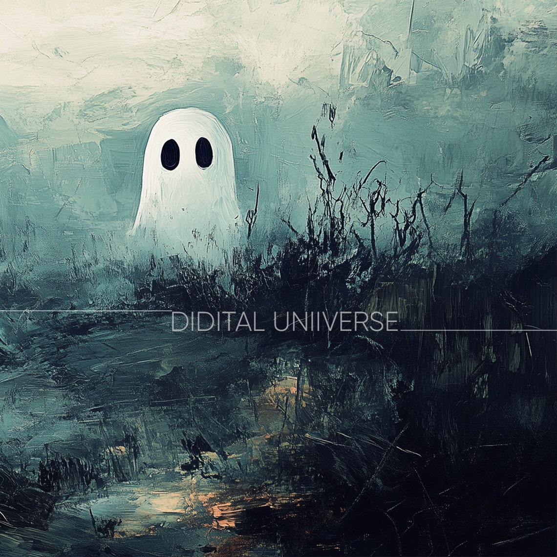 Halloween Cute Ghost Frame Tv Art Vintage Art Tv For Frame Frame Tv Art - Image 3
