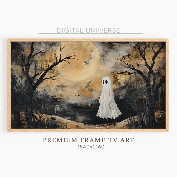 Frame Tv Art Halloween Cute Ghost Vintage Art Tv For Frame Frame Tv Art
