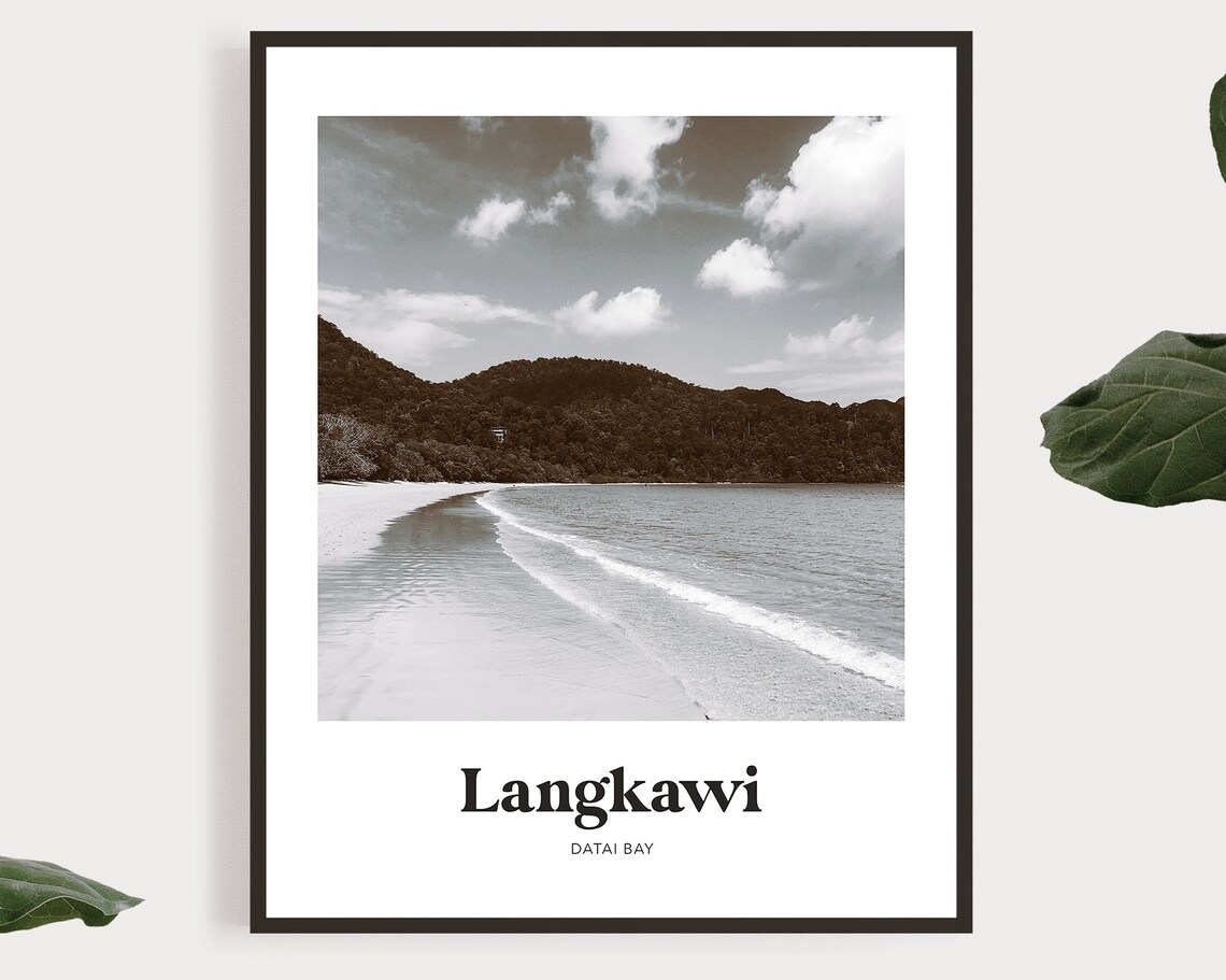 Langkawi Datai Bay Black and White Beach Photo Minimalist Poster