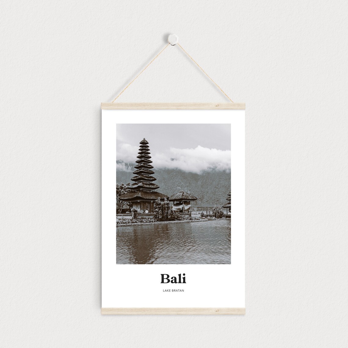 Bali Indonesia Lake Bratan Temple Black And White Photo Travel Poster - Image 4
