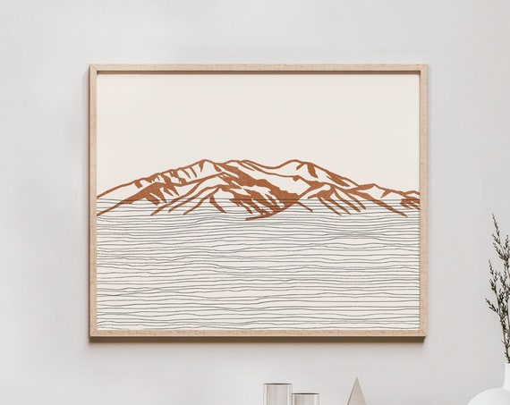 Boho Taos Mountain Art Print Sangre De Cristo Mountains New Mexico Outline Silhouette Wall Travel Poster