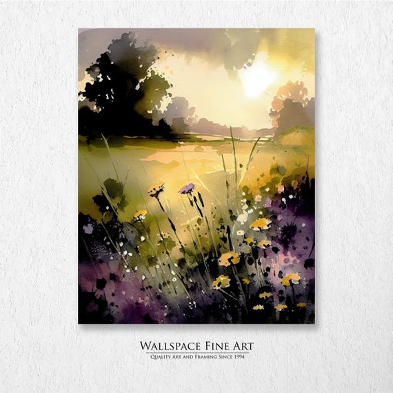 Wildflowers At Sunset Summer Fall Country Landscape Painting Wall Art Dcor Print Wallspace Fine 20063