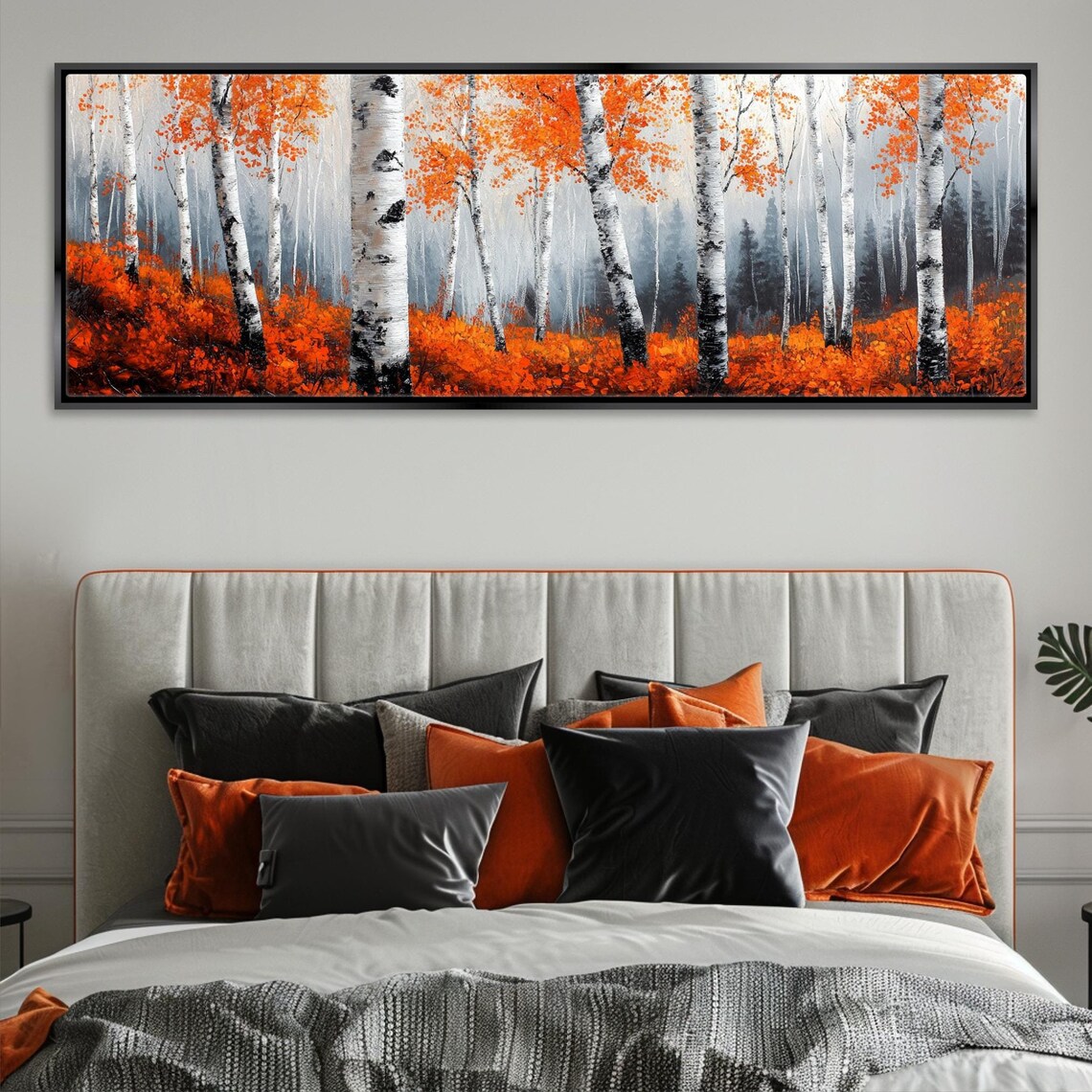 Panoramic Birch Tree Forest Wall Art Framed Or Unframed Long Horizontal Gallery Wrapped Gicle Ready To Hang Extra Large Wall Art