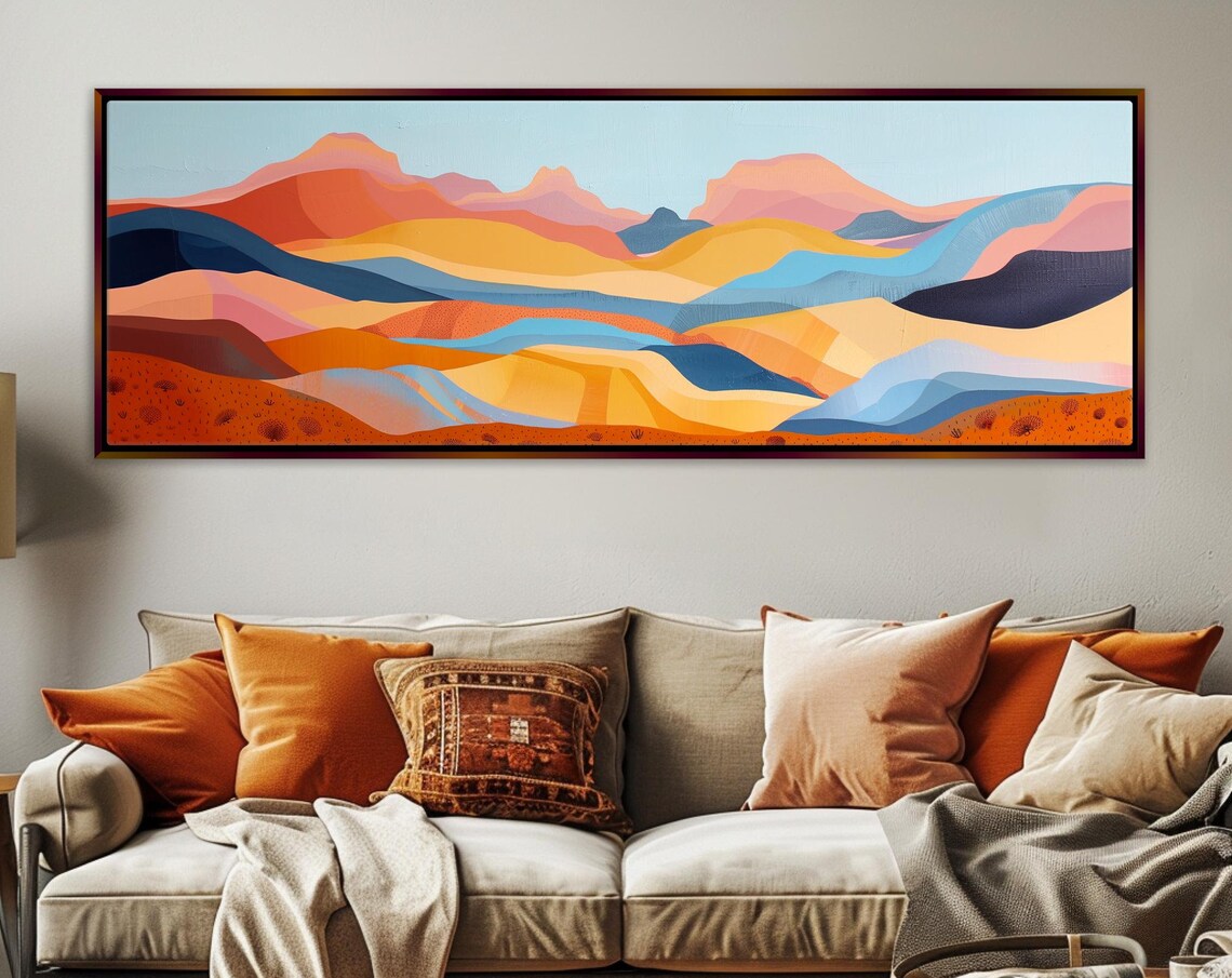 Boho Southwest Desert Mountain Range Art Print