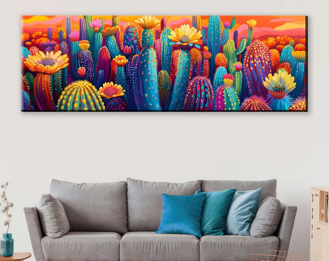 Desert Saguaro Bloom Panoramic Wall Art Print