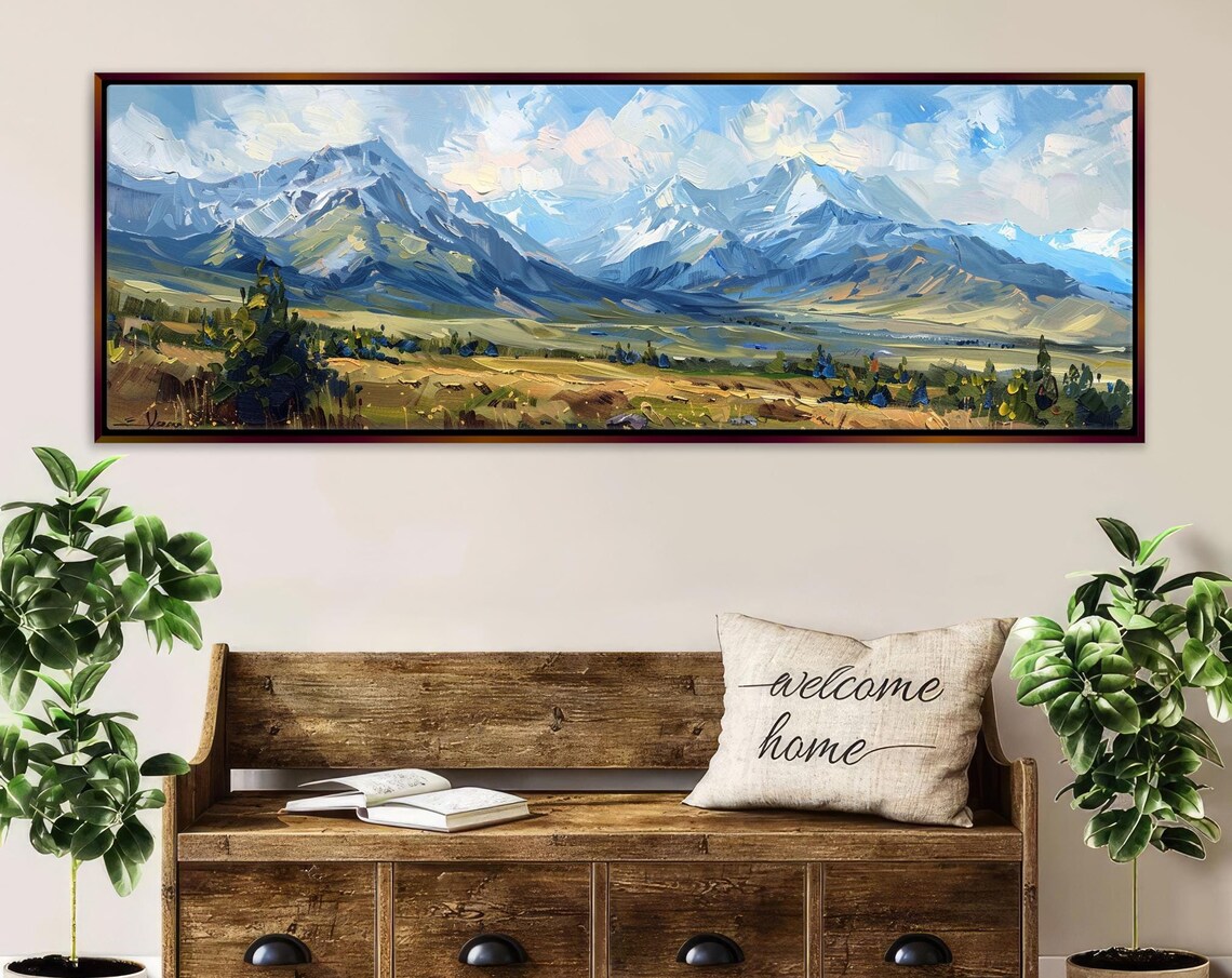 Panoramic Mountain Scene Nature Landscape Art Print