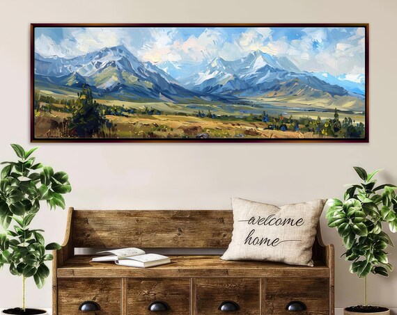 Panoramic Mountain Scene Nature Landscape Art Print