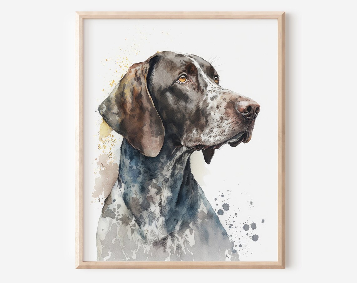 German Shorthaired Pointer Watercolor Pet Portrait