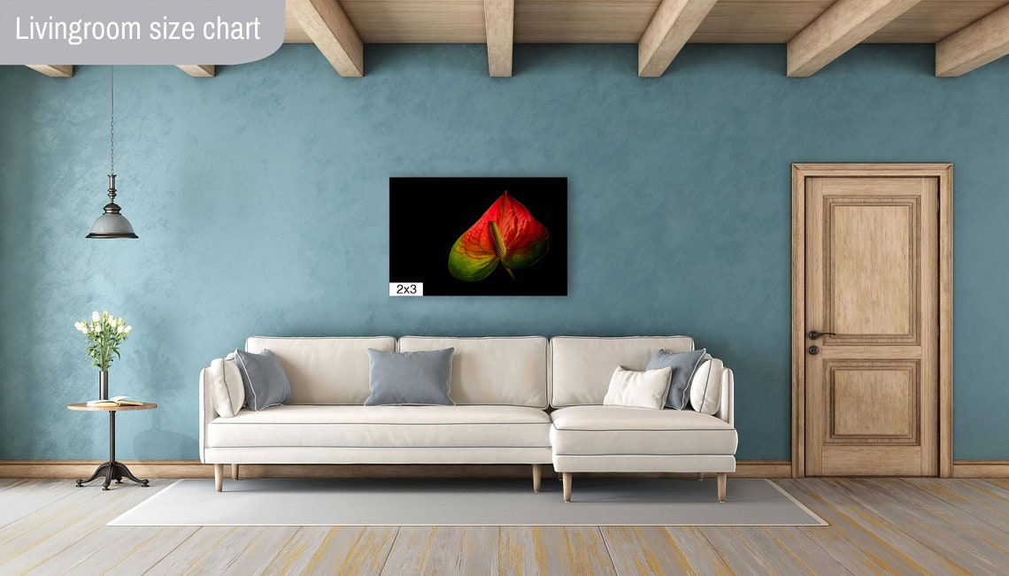 Red Anthurium Flower On Black Dramatic Tropical Botanical Art Poster - Image 4