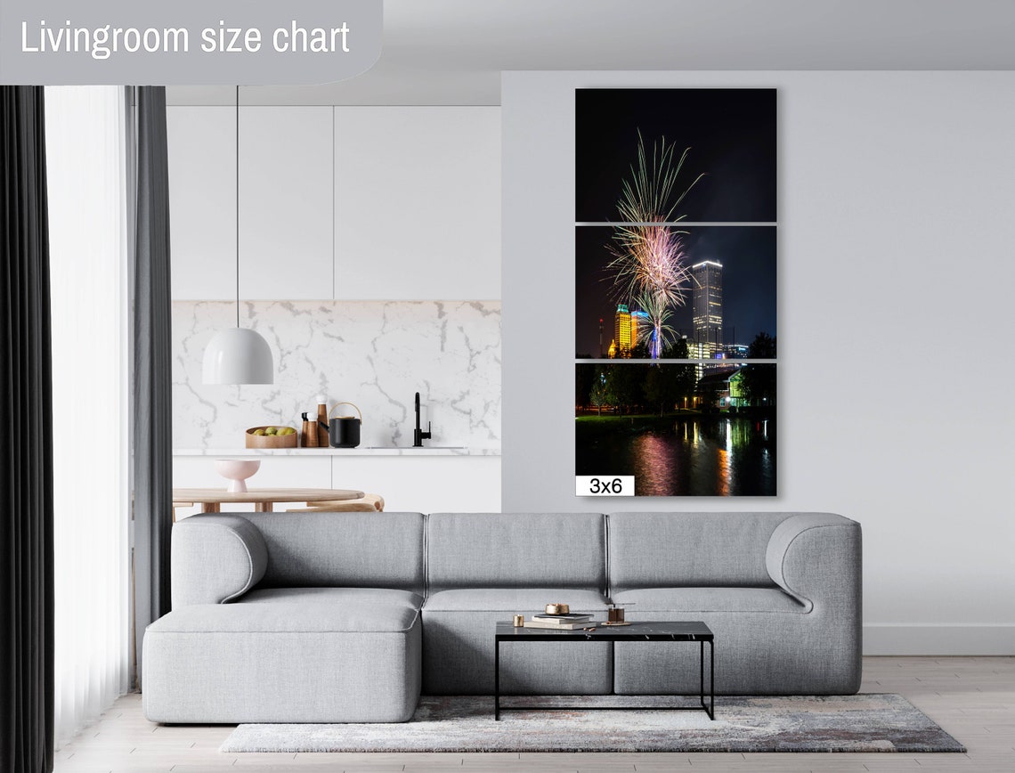 Tulsa Skyline Night Fireworks Downtown Lights Reflection Poster - Image 2