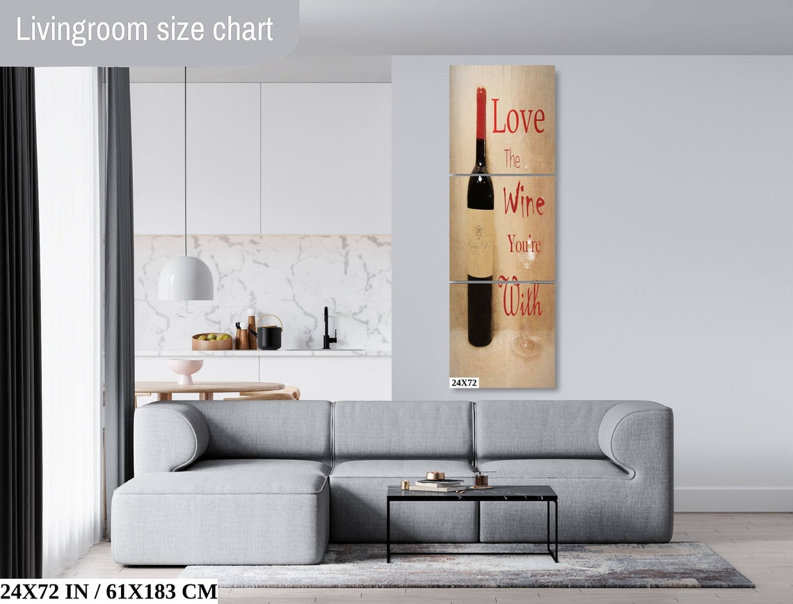 Love The Wine Youre With Red Bottle Quote Kitchen Wall Art Poster - Image 3