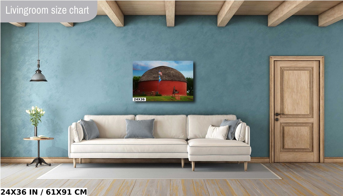 Arcadia Round Barn Route 66 Oklahoma Red Barn Flags View Poster - Image 4