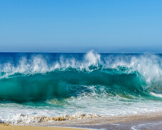Ocean Waves Print Blue Ocean Waves Beach Scene Ocean Surf Print Ocean Waves Canvass Ocean Waves Wall Art Waves Print Beach Art