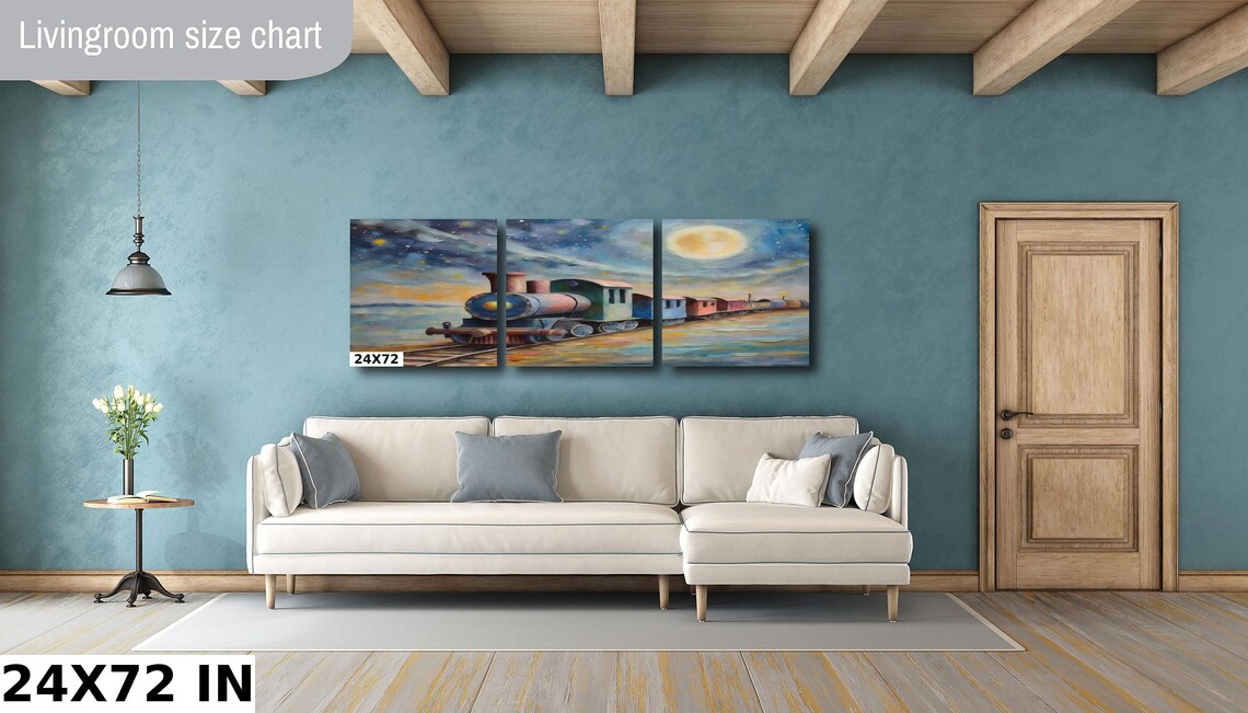 Toy Train With Moon And Stars Nursery Art Print - Image 3