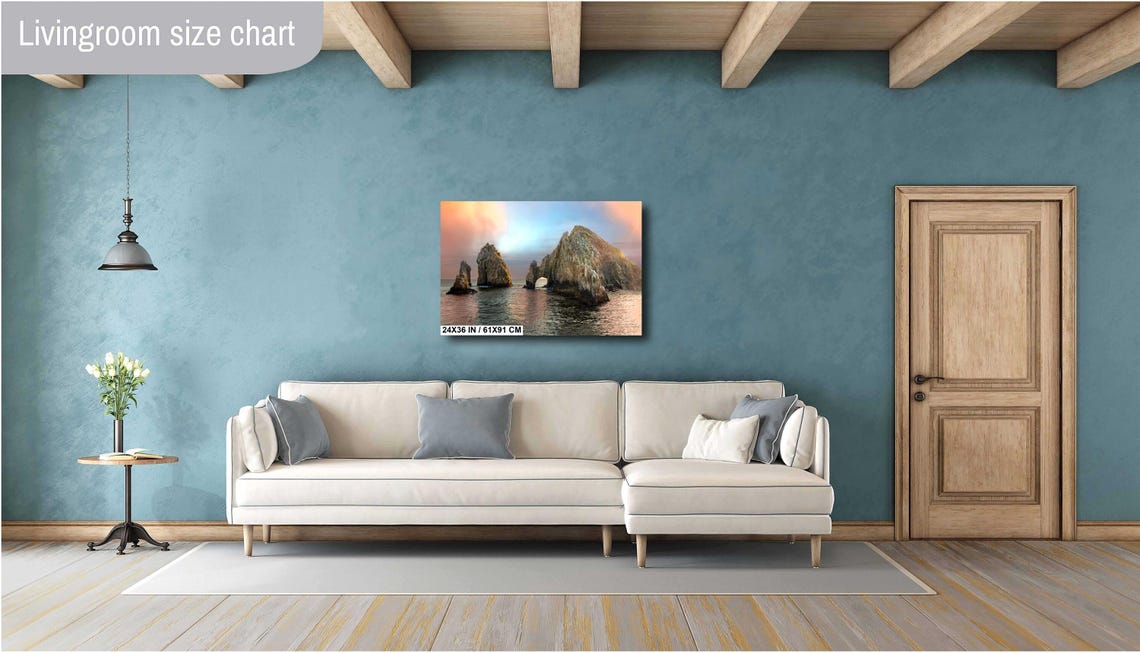 Cabo El Arco Sea Stacks Pastel Sunset Ocean Rock View Poster - Image 4