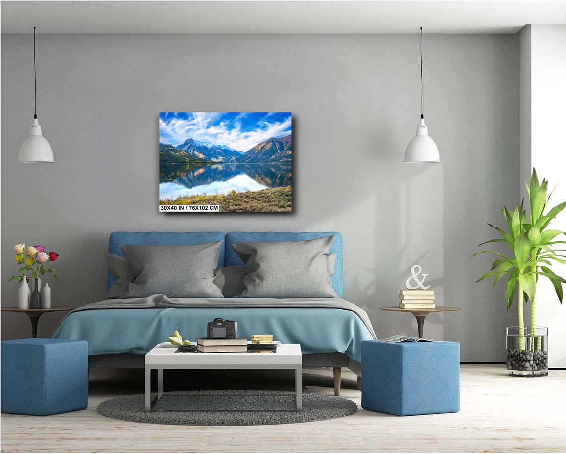 Twin Lakes Colorado Mirror Reflection of Snowy Peaks Fall Poster - Image 4