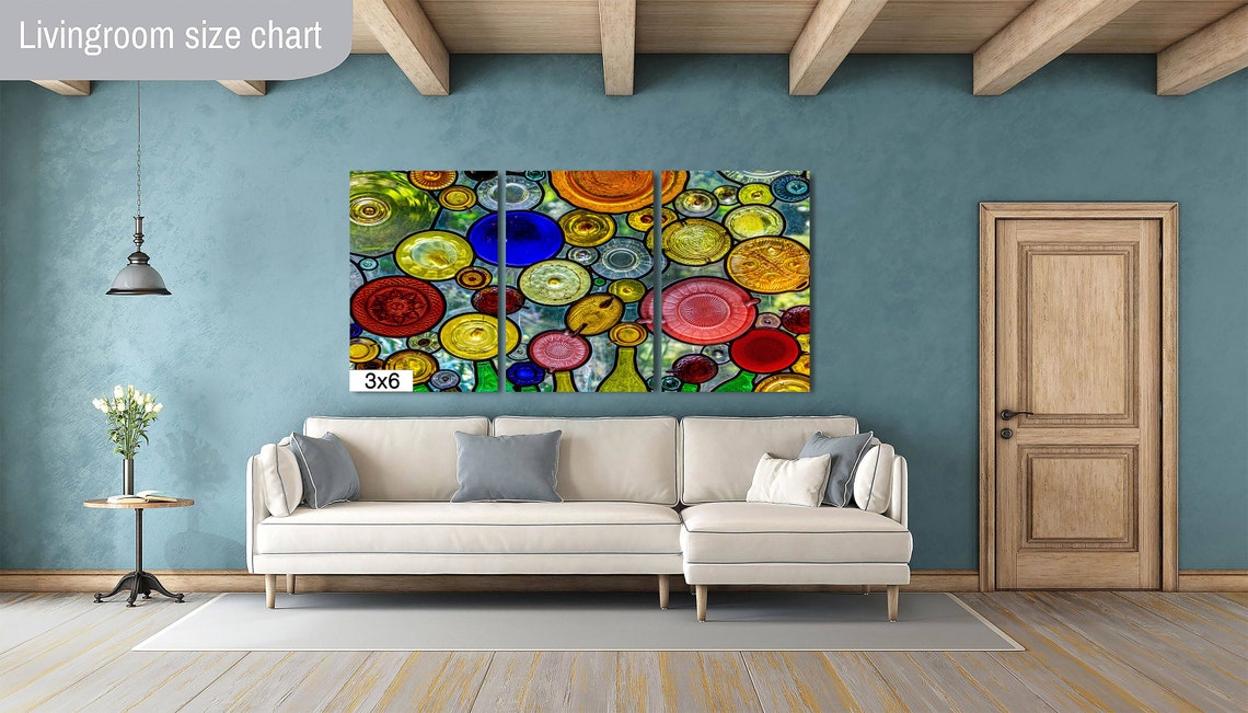 Colorful Stained Glass Bottles Circles Abstract Mosaic Art Wall Poster - Image 2