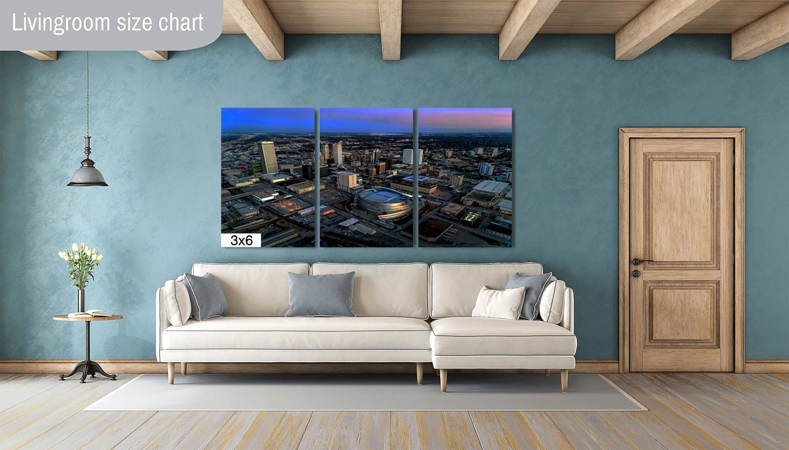Tulsa Oklahoma Aerial Skyline Dusk BOK Center City View Poster - Image 2