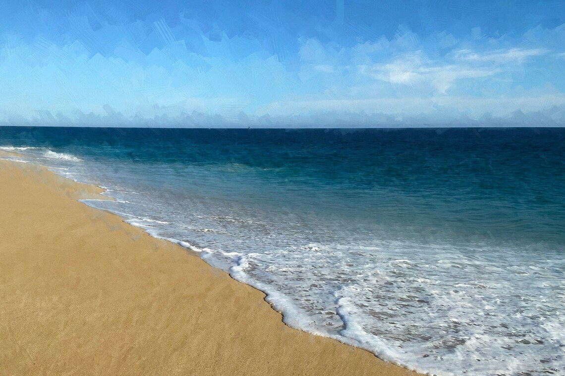Gentle Ocean Waves On Golden Sand Beach Daydream Coastal Art Poster