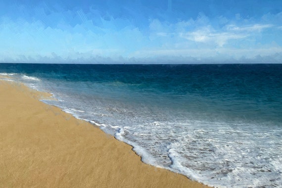 Ocean Waves Print Blue Ocean Waves Beach Scene Ocean Surf Print Ocean Waves Canvass Ocean Waves Wall Art Waves Print Beach Art
