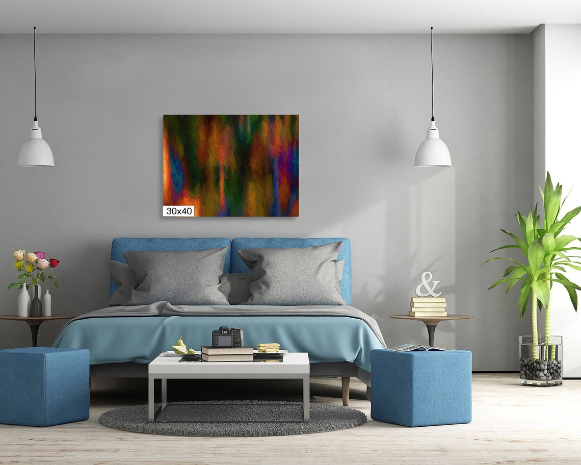 Abstract Warm Autumn Brushstrokes Impasto Textured Modern Art Poster - Image 5