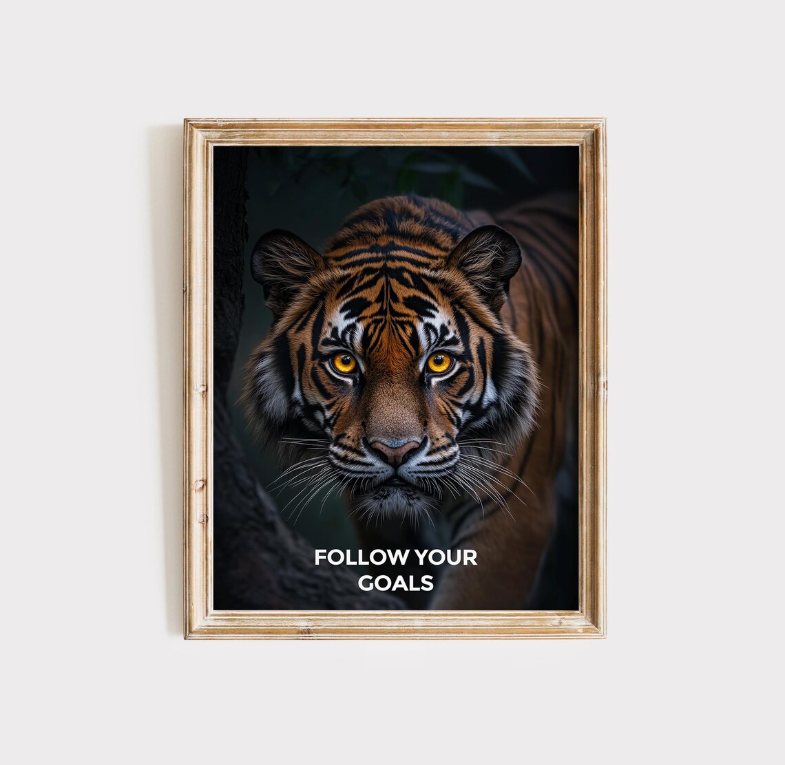 Striking Tiger Close-Up Follow Your Goals Motivational Poster - Image 3