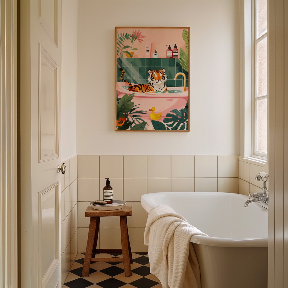 Tiger Painting Animal Fun Bathroom Decor Art Print - Image 2