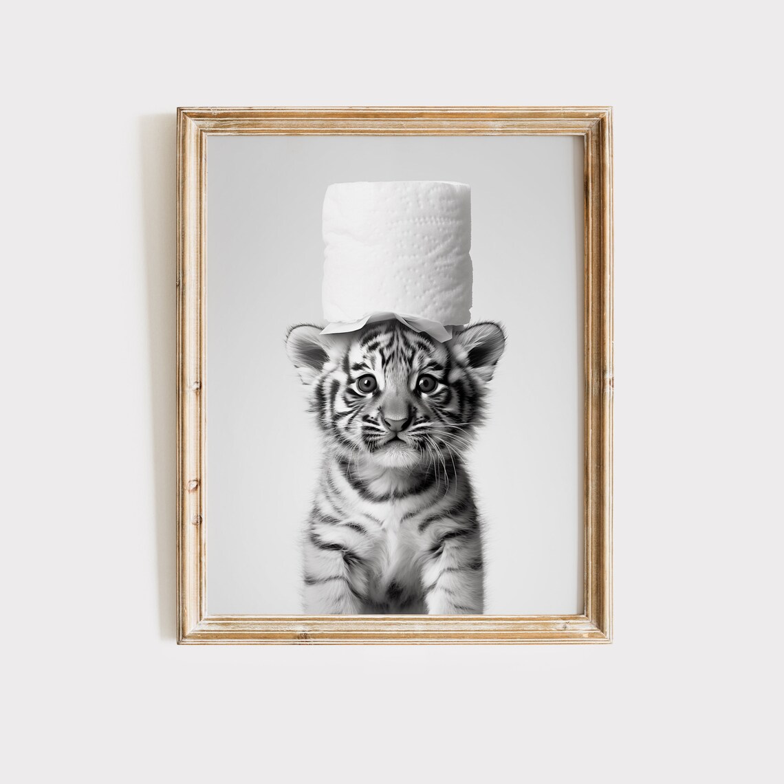 Tiger Poster, Black And White Bathroom Wall Art