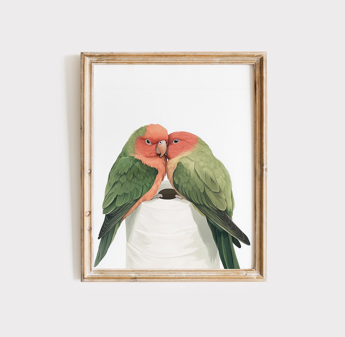 Lovebirds Poster, Cute Animal Bathroom Wall Art