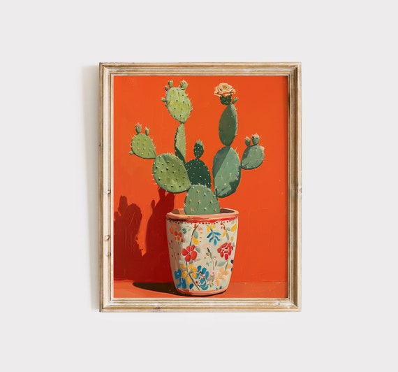 Mexican Cactus Print Cactus Cactus Watercolor Poster Boho Cactus Print Mexico Nature Landscape And Tiles Botanical Wall Print Cacti