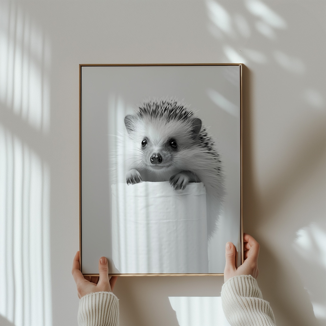 Hedgehog Bathroom Animal Art Print, Black And White - Image 3