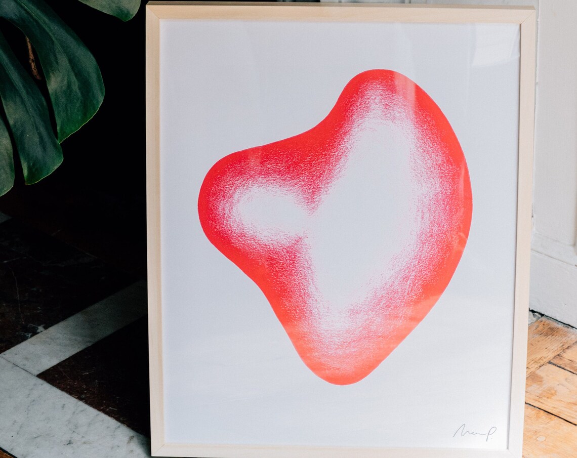 Red Organic Blob Bold Sculptural Minimalist Abstract Art Poster - Image 5