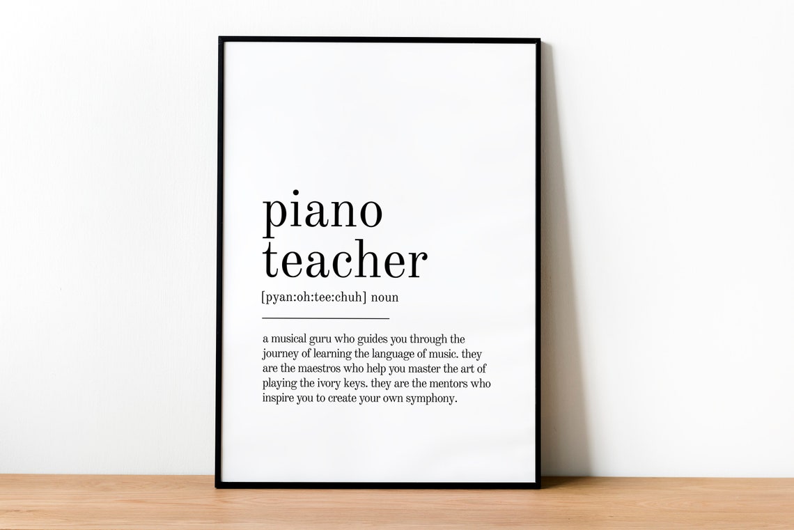 Piano Teacher Dictionary Definition Minimalist Typography Gift Poster - Image 2