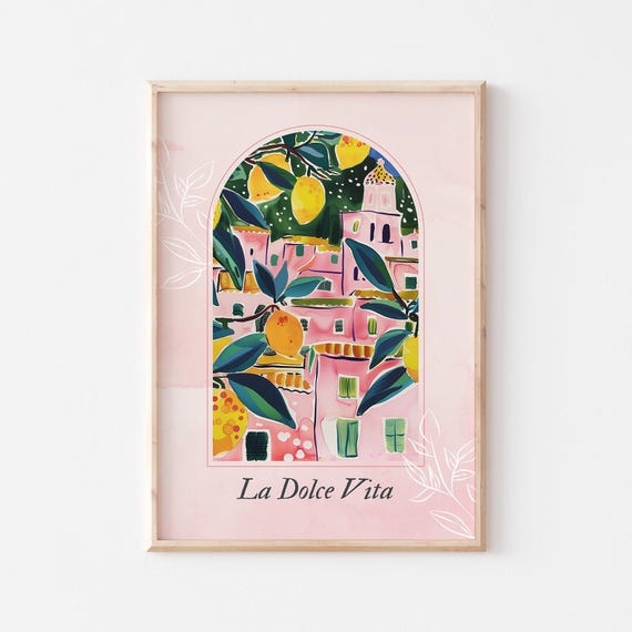 Italia Summer Lemon Matte Printed Poster La Dolce Vita Amalfi Coast Italy Travel Physical Print