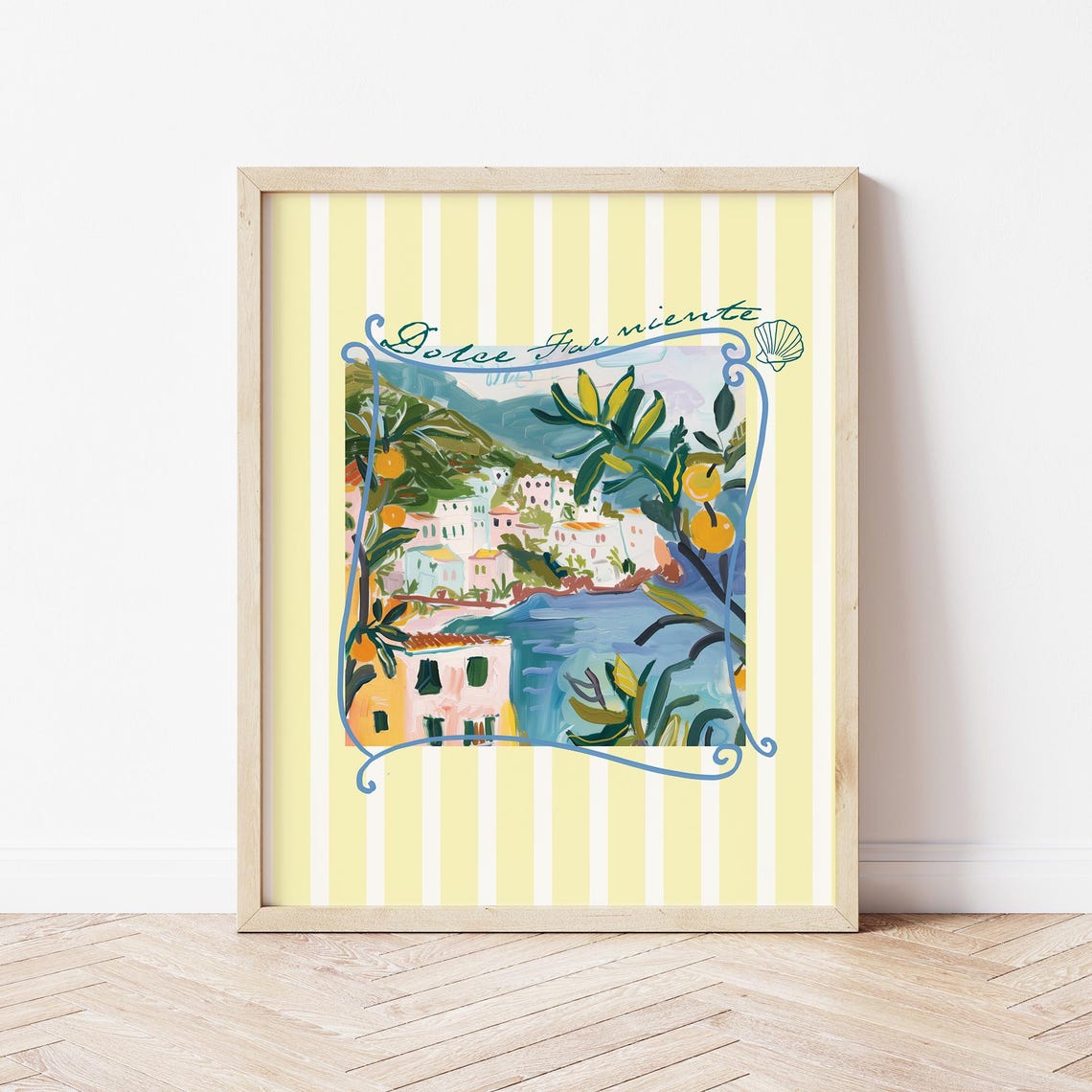 Dolce Far Niente Amalfi Coast Lemons Yellow Striped Summer Poster