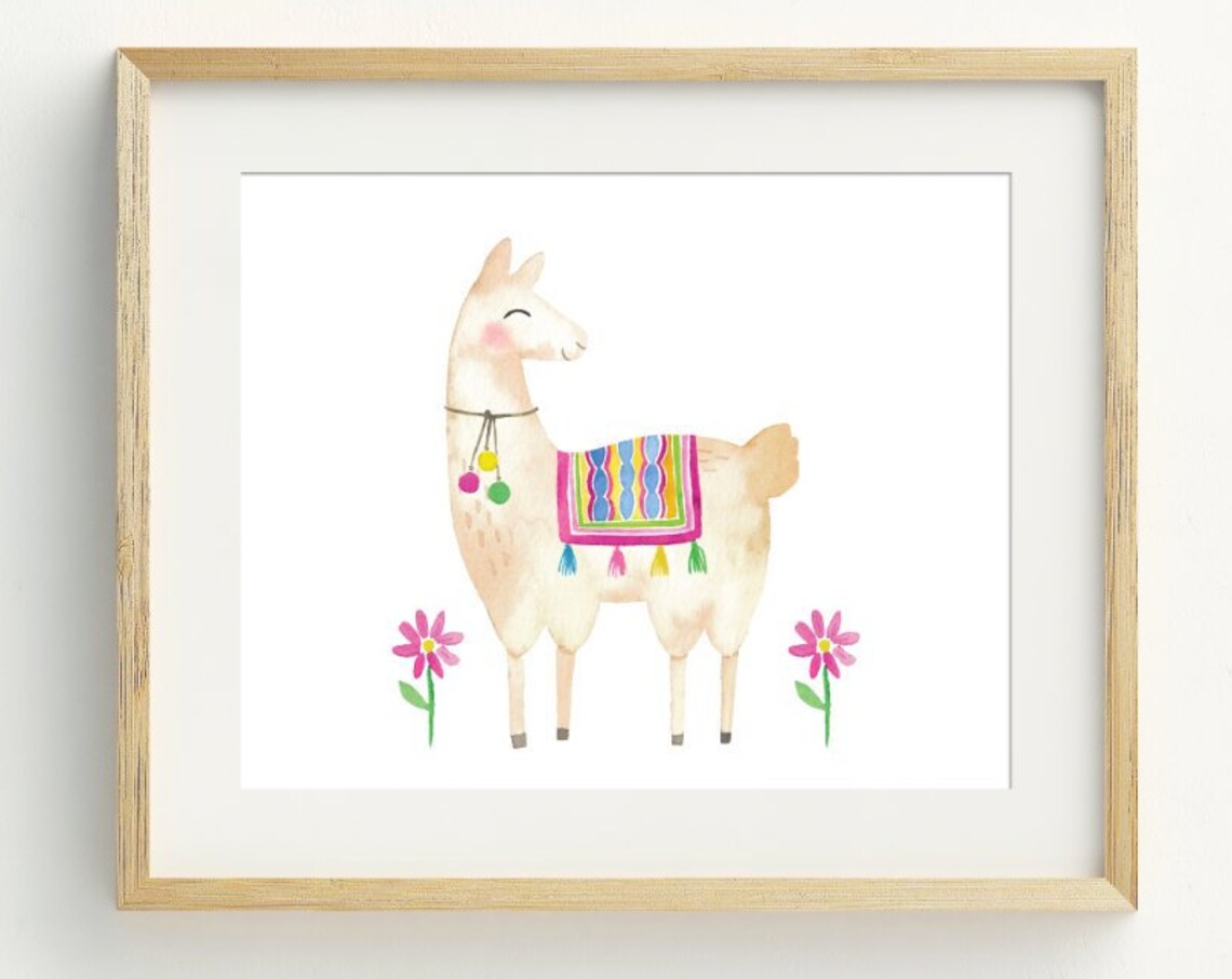 Funny Llama Nursery Animal Wall Art Art Print