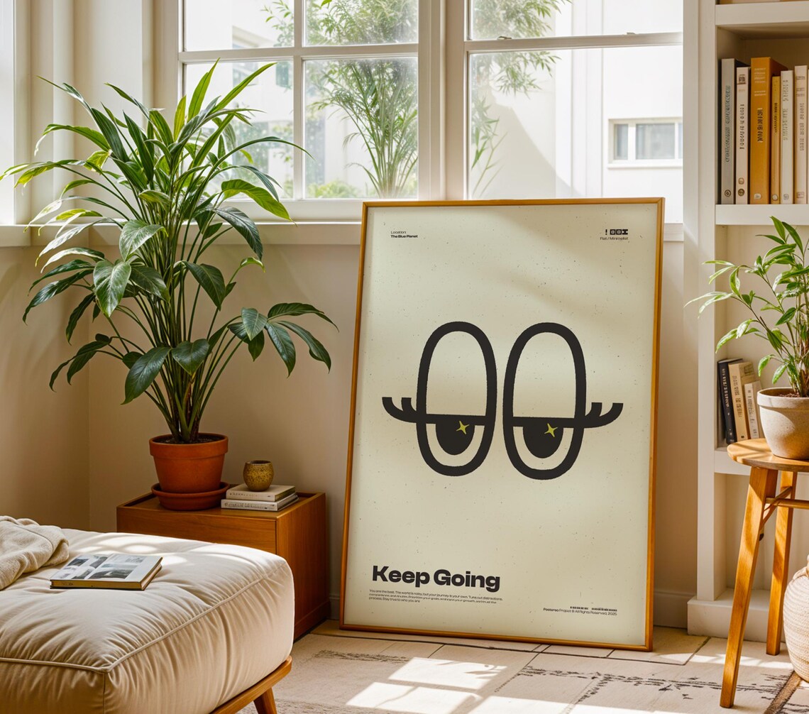 Keep Going Minimalist Abstract Eye Cream Uplifting Typography Poster - Image 4