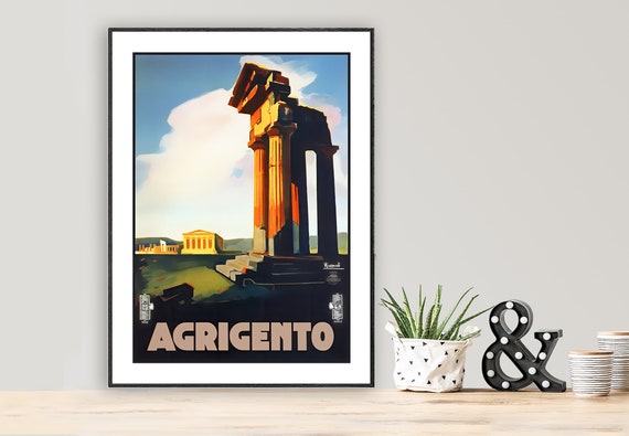 Agrigento Vintage Travel Poster, Italy Art Print