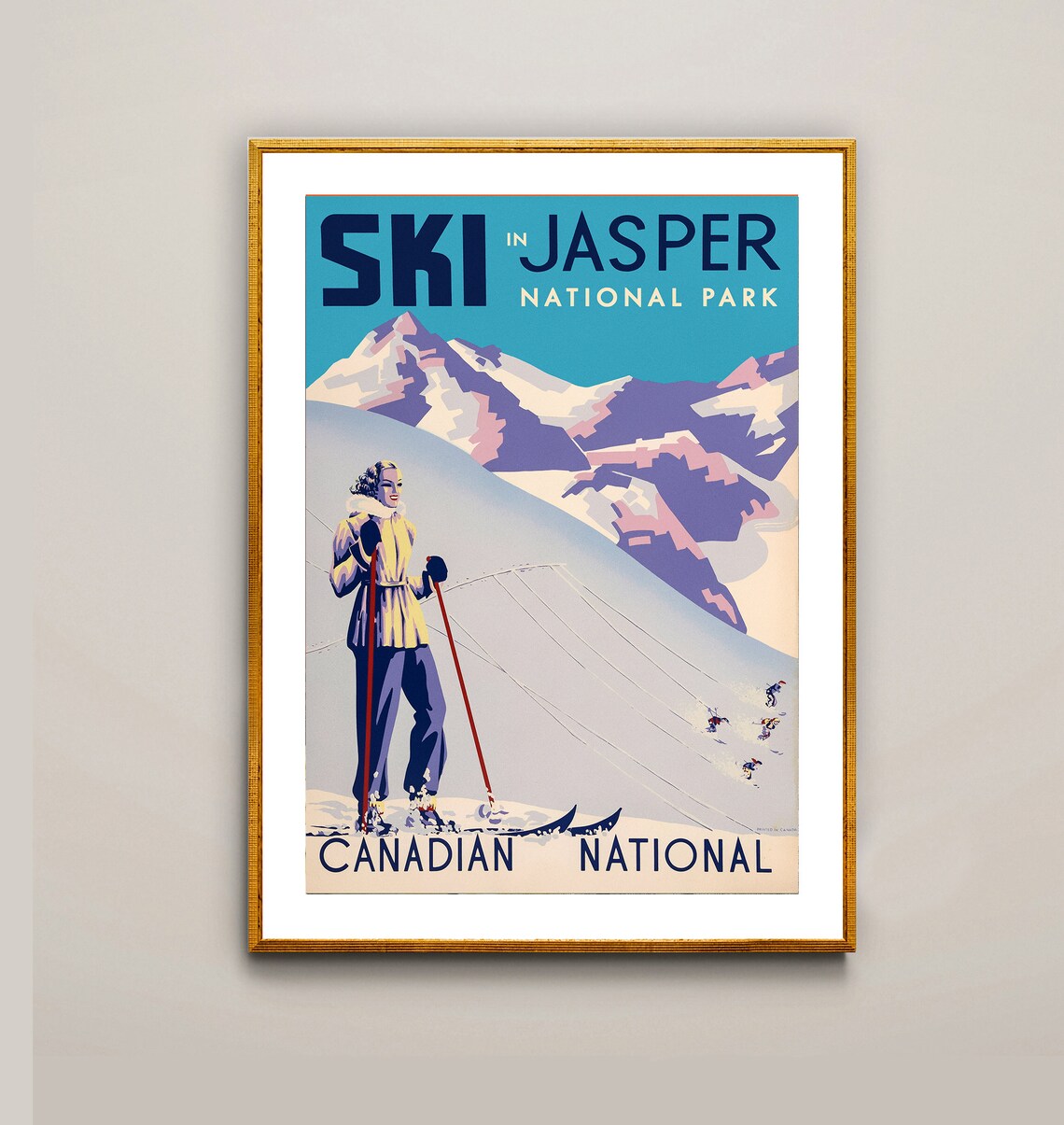 Ski in Jasper National Park Vintage Travel Poster - Image 2