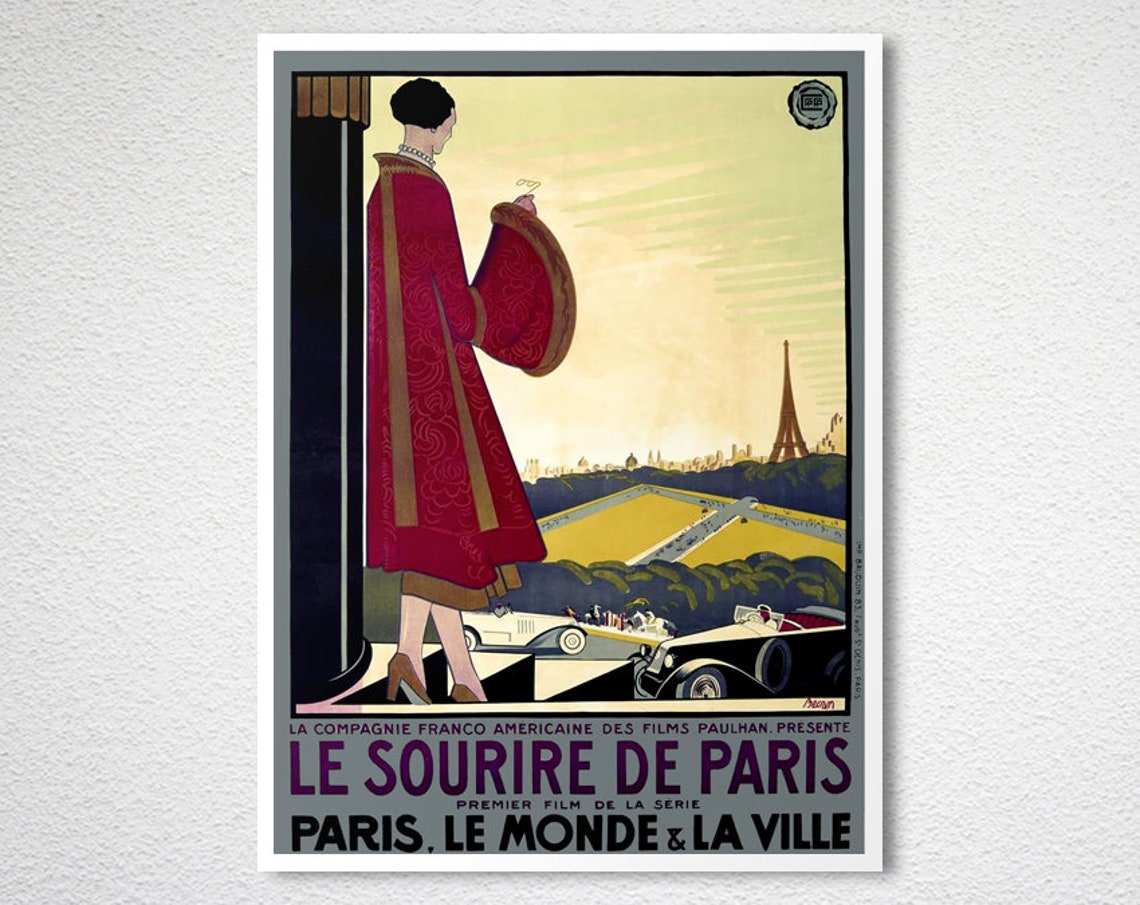 Le Sourire De Paris Vintage French Silent Film Poster Eiffel Art - Image 2