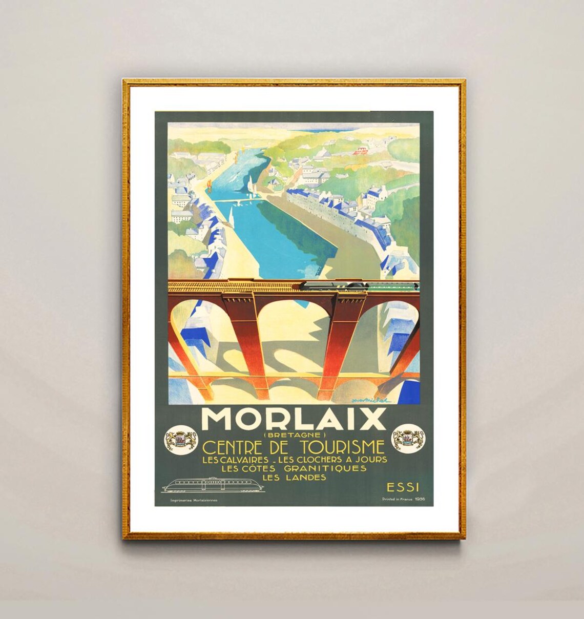 Morlaix Brittany France Viaduct Railway Tourism Vintage Travel Poster - Image 2