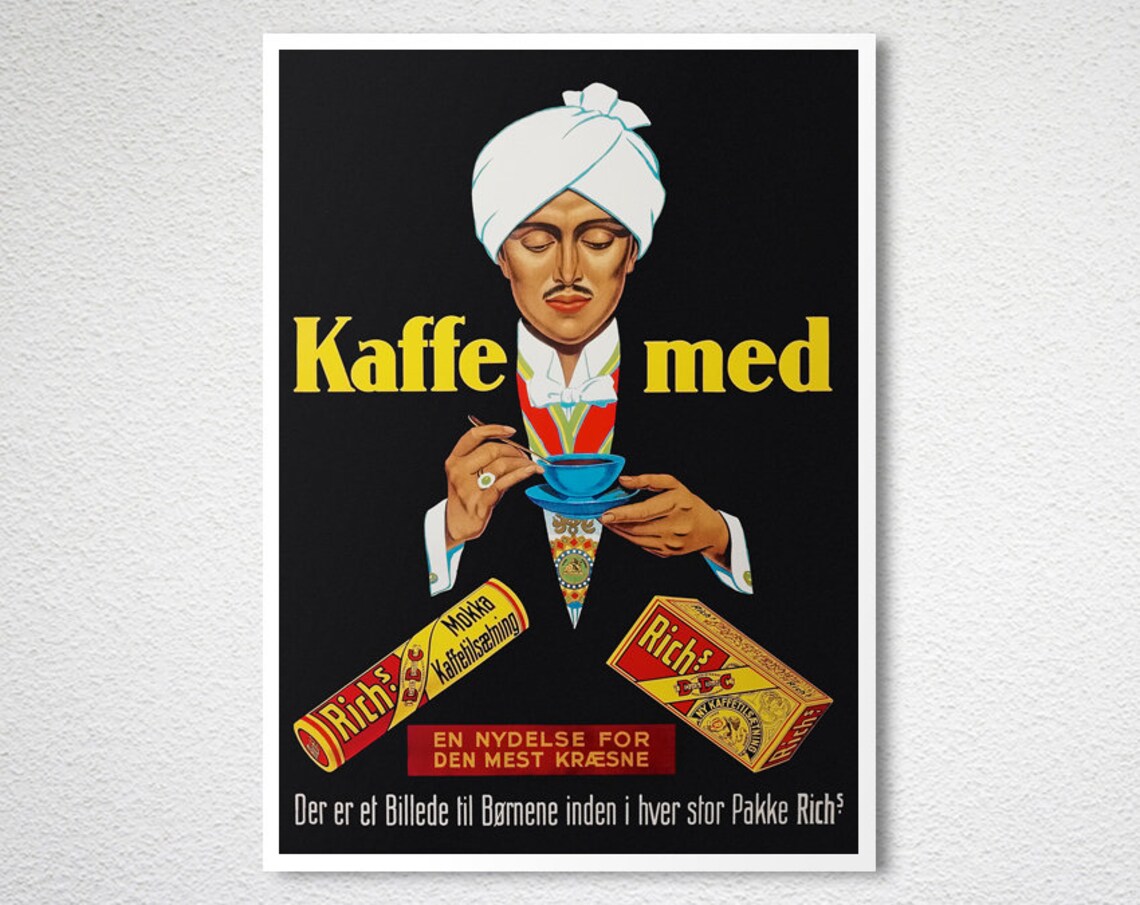 Kaffe Med Richs Mokka Danish Coffee Vintage Advertising Poster - Image 2