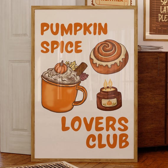 Pumpkin Spice Lovers Club Wall Art Cozy For Kitchen Fall Decor