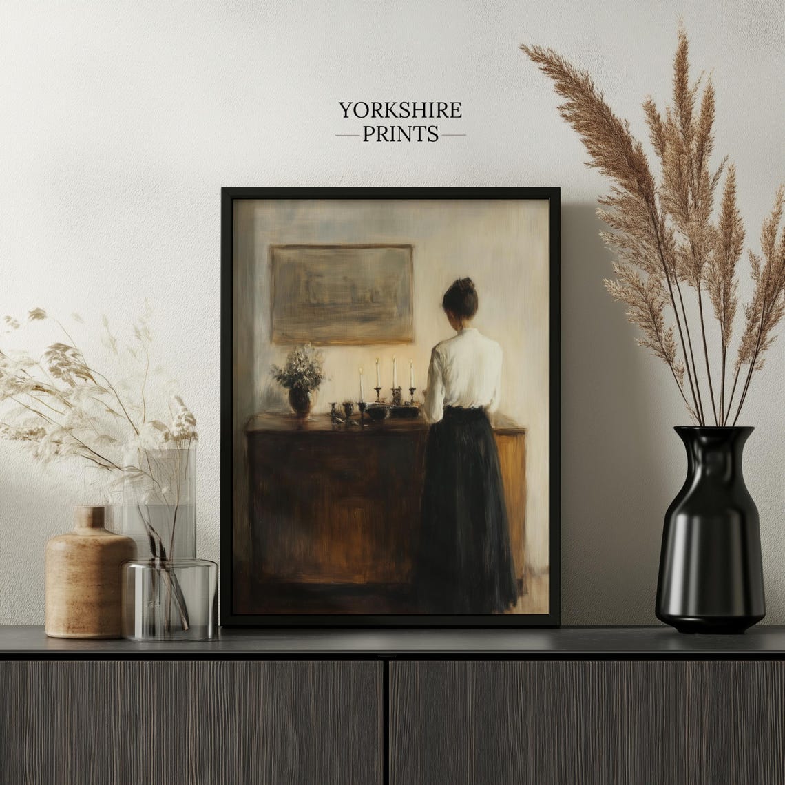 Moody Woman Portrait Painting Vintage Woman Portrait Wall Art Woman Reading Art Print Woman Moody Wall Art Woman Portrait - Image 3